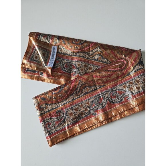Vintage Bronze Gold Paisley Scarf - Picture 1 of 5